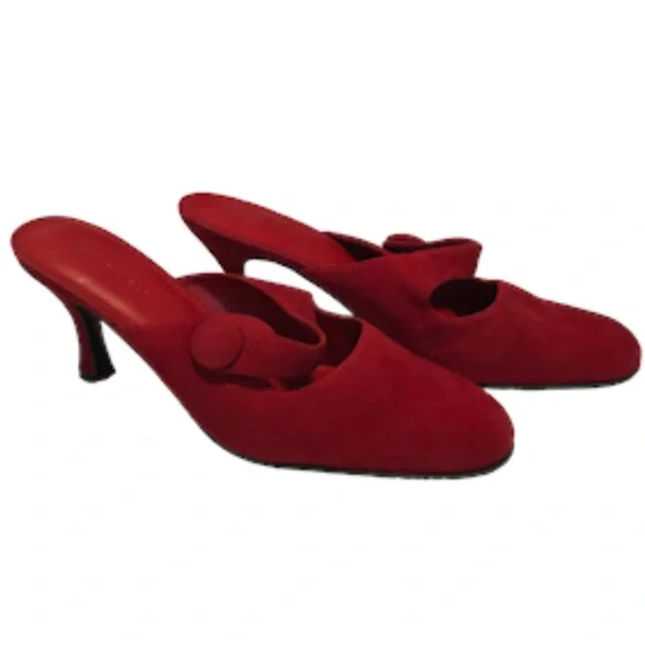 NATURALIZER - Women’s Red Suede Leather Mary Jane Mule Slides Pump - Size 8M - Picture 3 of 15